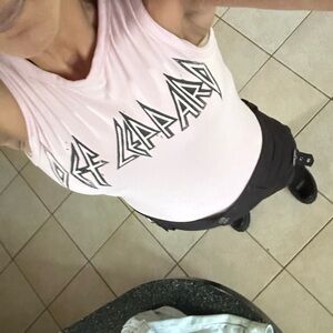 Cutest Def Leppard bodysuit! Baby pink and super soft. Rare find!